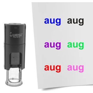 CombiCraft Stempel maand augustus 10mm rond zwarte inkt - per 1 stuk