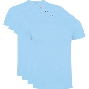 4 Pack Dogo Premium Unisex T-Shirt merk Roly 100% katoen Ronde hals Licht Blauw, Maat XL
