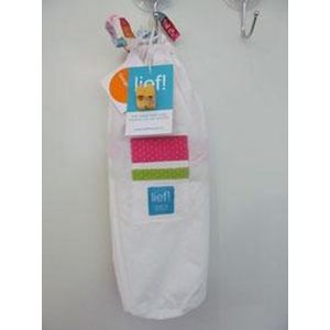Lief! wieglaken 80 x 100 cm wit met fuchsia en limegroen