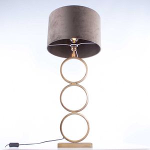 Tafellamp capri 2 ringen | 1 lichts | taupe / bruin / goud | metaal / stof | Ø 40 cm | 94 cm hoog | tafellamp | modern / sfeervol / klassiek design