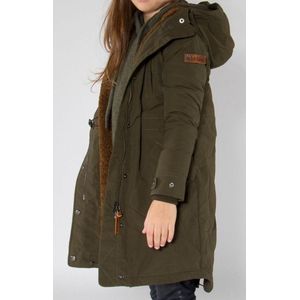 Moscow Long Parka Crinkled Memory Wax - Groen - Maat M