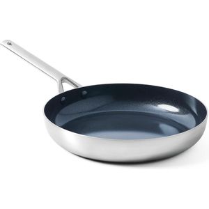 Roestvrijstalen Keramische Anti-aanbak 20 cm Koekenpan PFAS-vrij RVS Multi Clad Inductie Vaatwasserbestendig Ovenbestendig Zilver Koekenpan