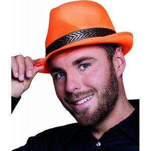 6x stuks oranje trilby hoed voor volwassenen - Verkleed hoedjes - Koningsdag/supporters