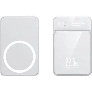 MagSafe Powerbank - 10000mAh - 22.5W Snellader - Draadloos - Wireless charger & USB-C - Compatibel met iPhone 12/13/14/15 - Compact Design - LED Display - Magnetische oplader - Draadloze oplader - wit