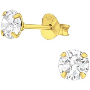 Aramat jewels ® - Aramat jewels oorbellen zirkonia goudkleurig 925 zilver 5mm