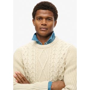 Superdry - Kabeltrui - Groen - Gebreid - Ronde Hals