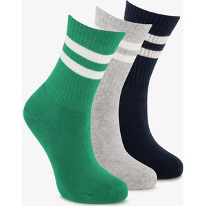 3 paar kindersokken met streepjes groen grijs zwart - Maat 23/26
