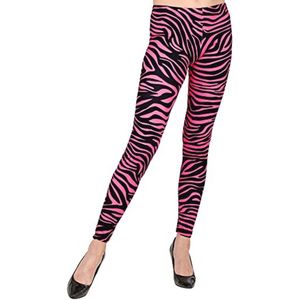 Leggings jaren 80 met neon roze tijgerprint voor themafeesten en carnaval