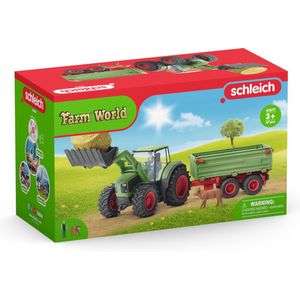 schleich FARM WORLD - Tractor met Aanhanger - Speelfigurenset - Kinderspeelgoed voor Jongens en Meisjes - 3 tot 8 jaar - 8 Onderdelen