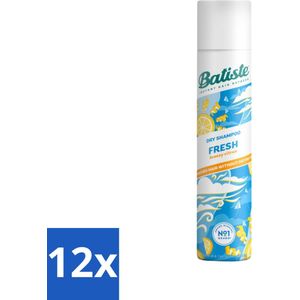 12 x Batiste - Fresh - Droogshampoo - Koele en Schone Geur - Verfrist en Geeft Grip - 200ml - Droogshampoo - Haarverfrissers - Frisse Geur - Koele Geur - Haar Styling