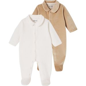 Vertbaudet - Set van 2 - Geribd Fluwelen Babyslaappakjes - Met Opening voor Aankleden