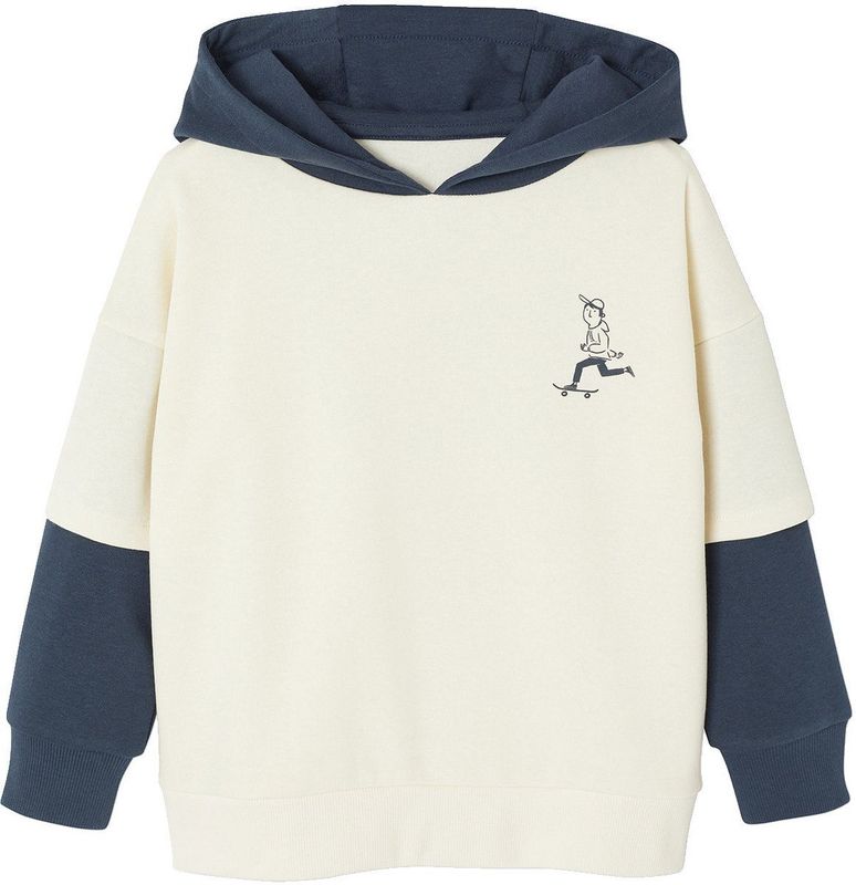 Sweater - Ecru - 2-in-1 Effect - Geplaatste Print - Voor Jongens