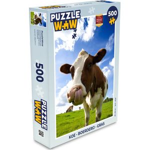 Puzzel Koe - Boerderij - Gras - Legpuzzel - Puzzel 500 stukjes