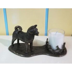 Amerikaanse Akita groot waxinehouder verbronsd