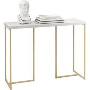 Mara Consoletafel - Bijzettafel - Marmereffect - Marmerlook - Haltafel - Ijzeren Frame - Goud - 100 x 36 x 75 cm