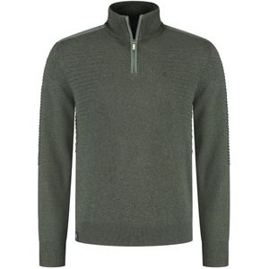 Fellows United - Pullover - Groen - Half Zip Ribs At Side