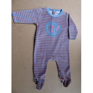 wiplala pyjama velour, streep blauw orange 6maand  68