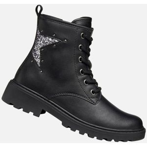 Geox - Casey - Veterboots - Zwart - Met Glitterstof