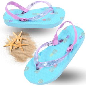 Turquoise teenslippers met ananas