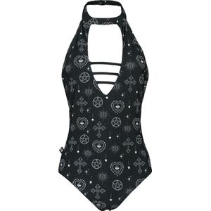 Gothicana Zwart halternek zwempak met clipsluiting - Dames - S