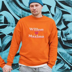 Oranje Koningsdag Trui Willem Loves Maxima 4XL - Uniseks Fit - Oranje Feestkleding
