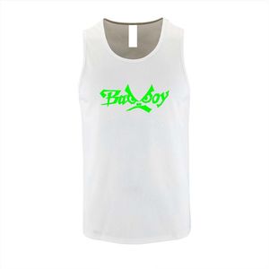 Witte Tanktop met “ BadBoy “ print Fluor Groen  Size XXL