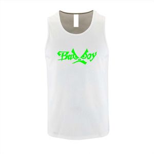 Witte Tanktop met “ BadBoy “ print Fluor Groen  Size M
