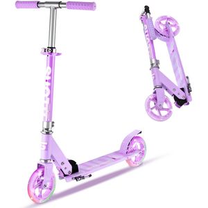 Suotu Kinderstep - 145mm Lichtgevende Wielen - Step - Speelgoed Jongens/Meisjes - Max stuurhoogte: 85 cm - Aluminium - Paars