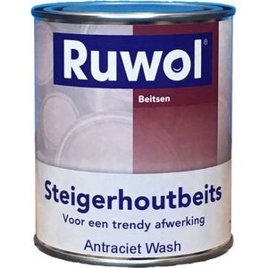 Ruwol Steigerhoutbeits Antraciet Wash 750 ml - Steigerhout beits - 9 Trendy Kleuren - Steigerhout beschermen - Beschermt tegen vocht
