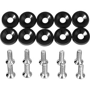10 stuks M6 spatbordschijf motorruimte dressing up kit - universele geanodiseerde aluminium sluitringen - aluminium spatbord bumper schijfschroef (zwart) .