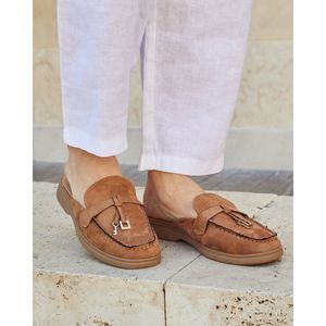 Dames Loafers - Mocassins - Camel - Suedine - Maat 37 - Instappers