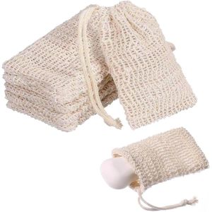 Allecto plus - Natuurlijke Sisal Zeepzak - 6 Stuks - Exfoliator en Massage - Voor Baden en Wassen