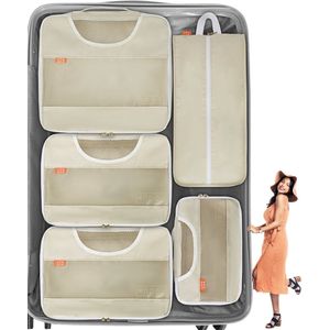 UP&GR8® Packing Cubes Backpack - Koffer Organizer Set - Reiszakken Kleding - Bagage Organizers - Cadeau Vrouw Man - Reizen Gadget - Coco Beige