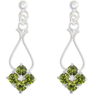 Behave – Oorbellen – 925 Sterling Zilveren Oorbellen met Olijf Groene Kristal steentjes