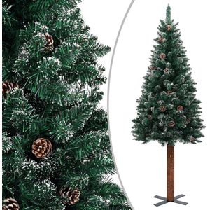 vidaXL - Kerstboom - met - echt - hout - en - sneeuw - smal - 150 - cm - groen