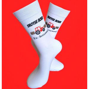 Trotse Boer - Boerderij – Boeren - Tractor - Gefeliciteerd – BBB - Grappig - Cadeau voor vrouw man – Kado – Sokken - Verjaardags cadeau – Jarig –LuckyDay Socks - Maat 37-44