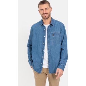 camel active Denim Shirt van puur katoen - Maat menswear-S - Denim Blauw