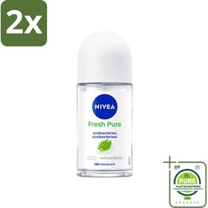 Nivea - Deodorant - Roller - Fresh Pure - 48 Uur Lang Werkend - 50 ml - Voordeelverpakking - 2 stuks - 48 uur bescherming - Deodorant roller