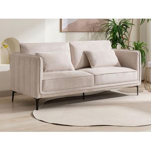 Vente-unique Driezitsbank van beige stof TORMELDA L 194 cm x H 86 cm x D 80 cm