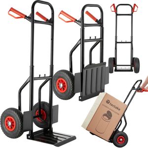 tectake®- Steekwagen, inklapbaar, laadschep, rolslee met stalen frame, met luchtbanden, belastbaar tot 100 kg, transporter voor kratten, voor verhuizing