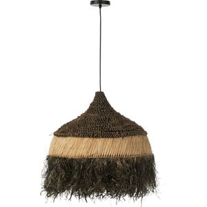 J-Line hanglamp Rond - jute - zwart/naturel - large