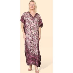 Lange dames kaftan jurk Lidy paisleymotief zwart azalia wit beige zwart strandjurk Maat M/L