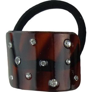 Jessidress Elastiekje Dames Haar elastiek met strass - Bruin