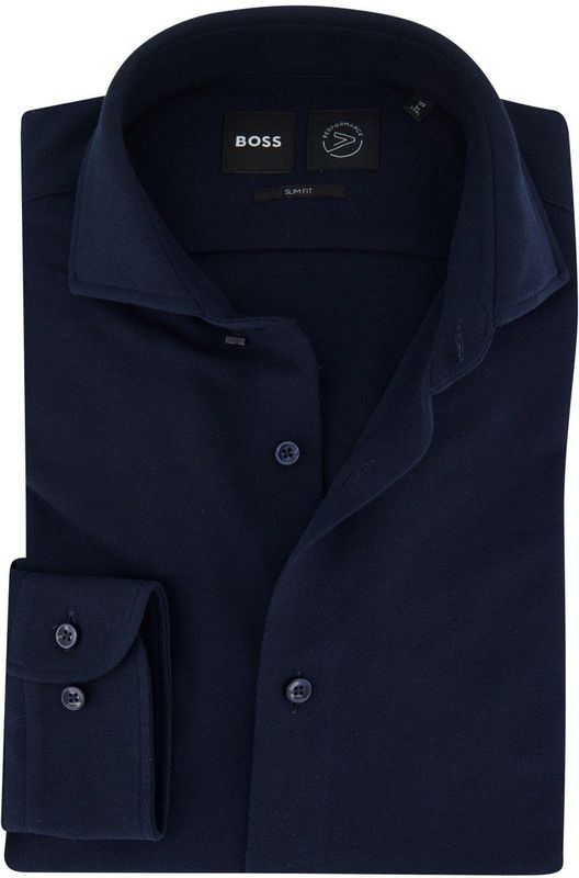 Boss slim fit overhemd navy effen lange mouw