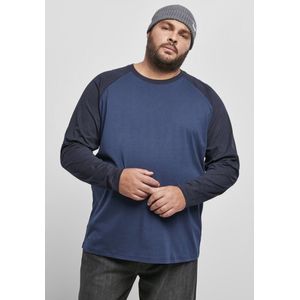 Urban Classics - Raglan Contrast - Longsleeve - Blauw/Donkerblauw - Heren Shirt