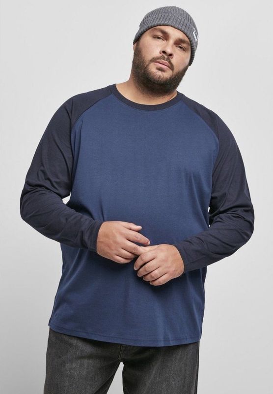 Urban Classics - Raglan Contrast - Longsleeve - Blauw/Donkerblauw - Heren Shirt