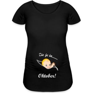 Zwangerschaps T-shirt - zwangerschapsshirt - Zie je in Oktober - maat XL