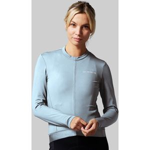 Acelera Fleece Fietsshirt Wielerjack Lange Mouwen Lichtblauw - Thermo - Fietsjack - Wielrenjack - Fietsjas - Dames - Fietsshirt Lange Mouwen- Maat XS