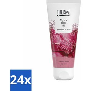 24 x Therme - Mystic Rose - Douche Scrub - Verfrissend - Verzorgend - 200ml - Douchescrub - Lichaamscrub - Roos - Lychee - Cacao
