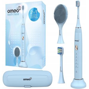 Omeo +365 Teeth&Face Blauw - Sonische Tandenborstel & Gezichtsborstel - 96000 trillingen - 5 programma's - 60 dagen batterij